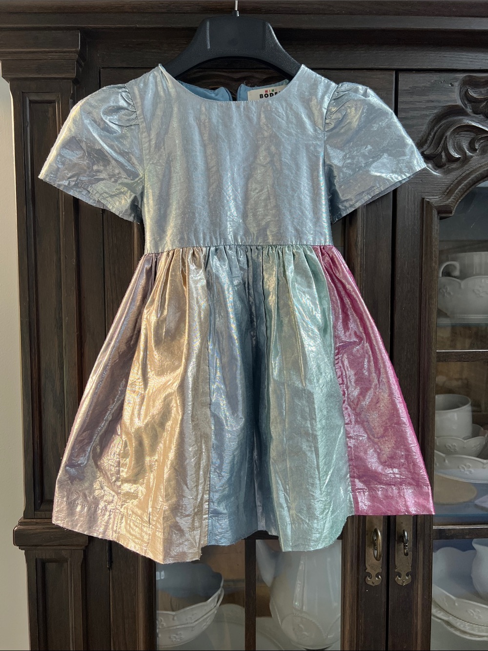 Mini Boden Metallic Pastel Panel Dress for Girls